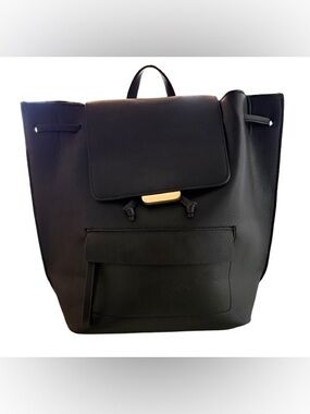 Zara Black Women's Backpack with Gold Accent
